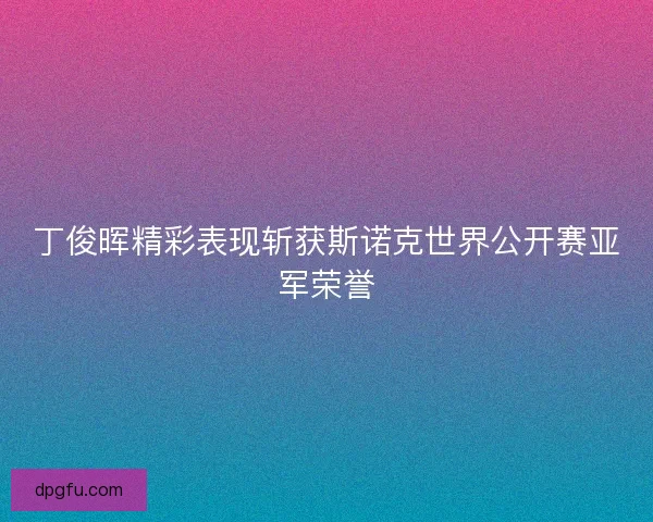 丁俊晖精彩表现斩获斯诺克世界公开赛亚军荣誉
